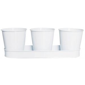 Bloempotjes set op tray wit Bloempotjes set op tray wit